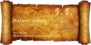 Valent Vince névjegykártya